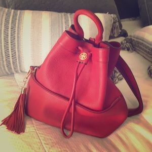 Tory Burch red backpack